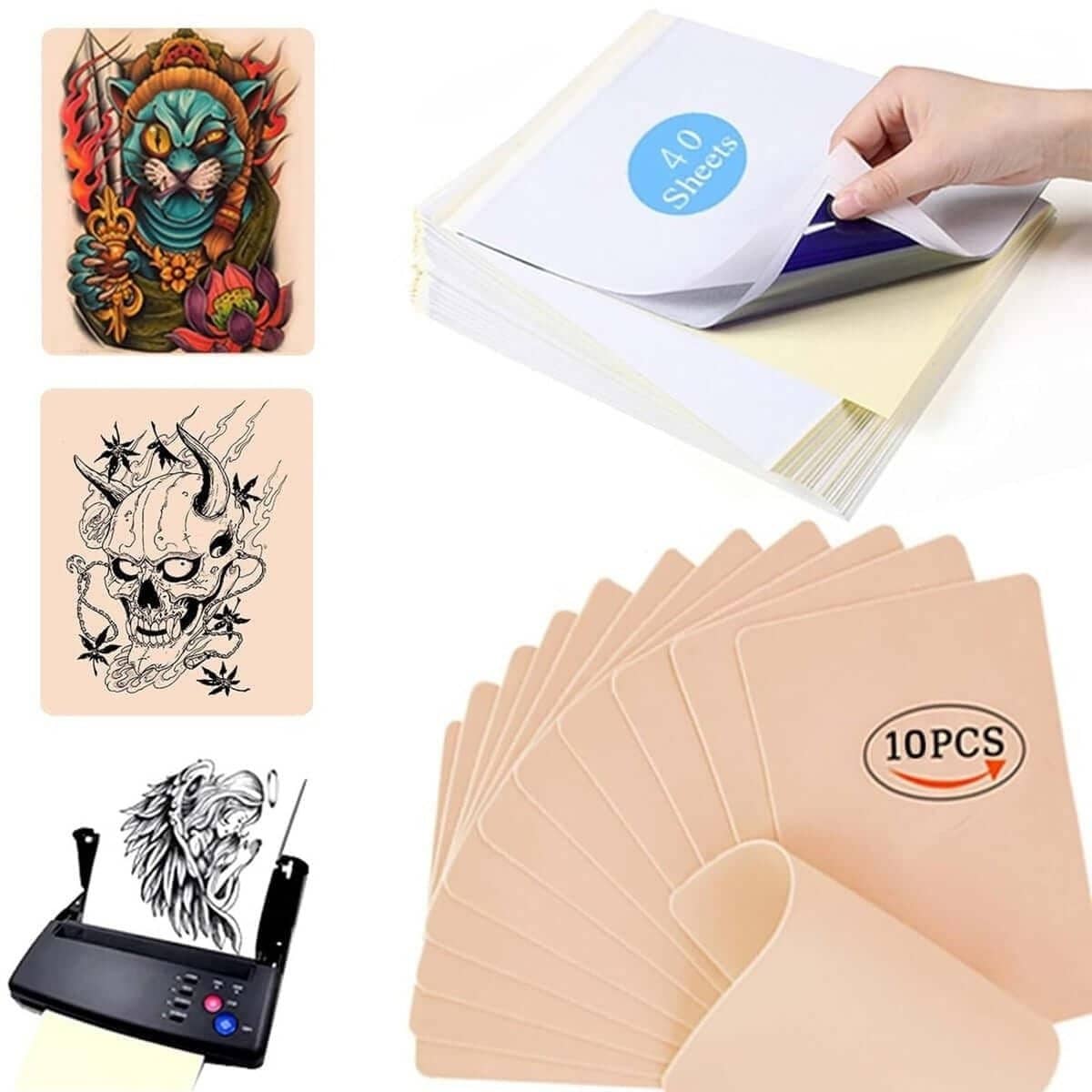 Tattoo Practice Kit: 10PCS Skin & 40PCS Transfer Paper