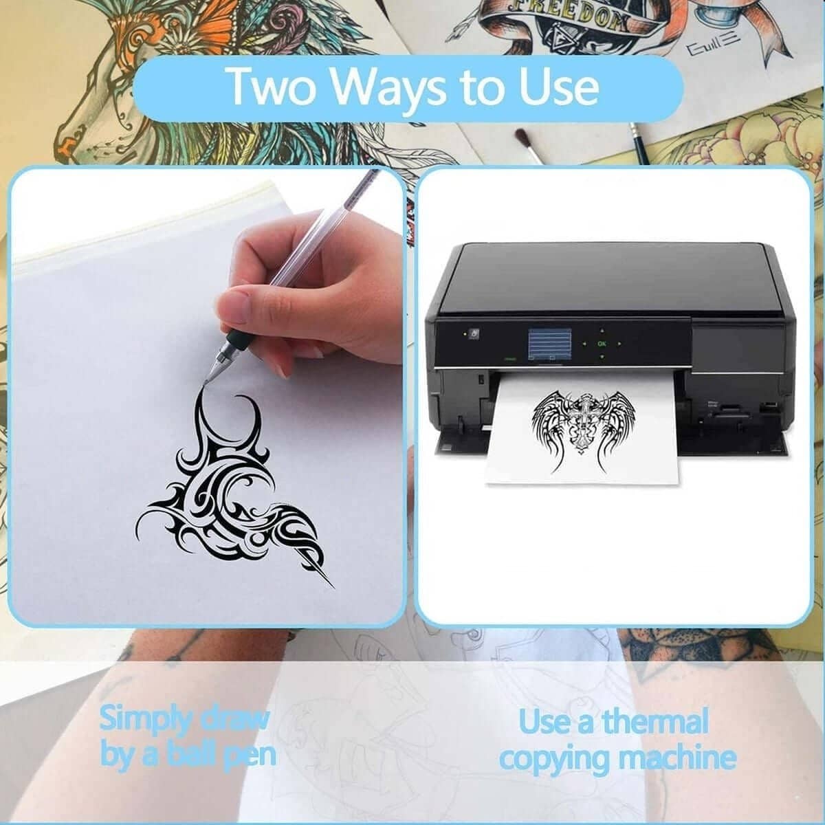 Tattoo Practice Kit: 10PCS Skin & 40PCS Transfer Paper