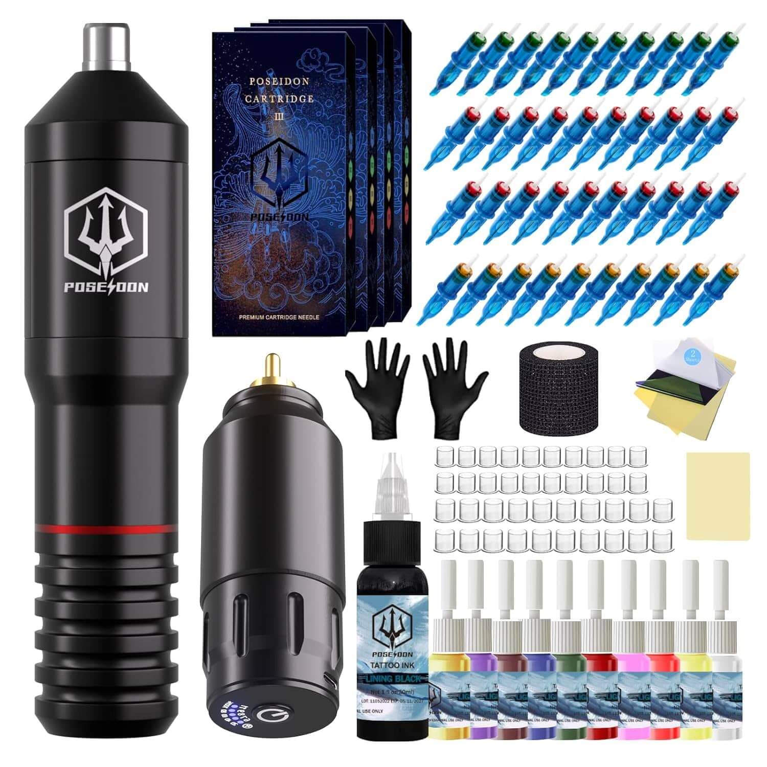 Rotary Tattoo Pen Kit with Tattoo Power Supply and 40 Pieces Tattoo Needles for Beginners (PTK018)