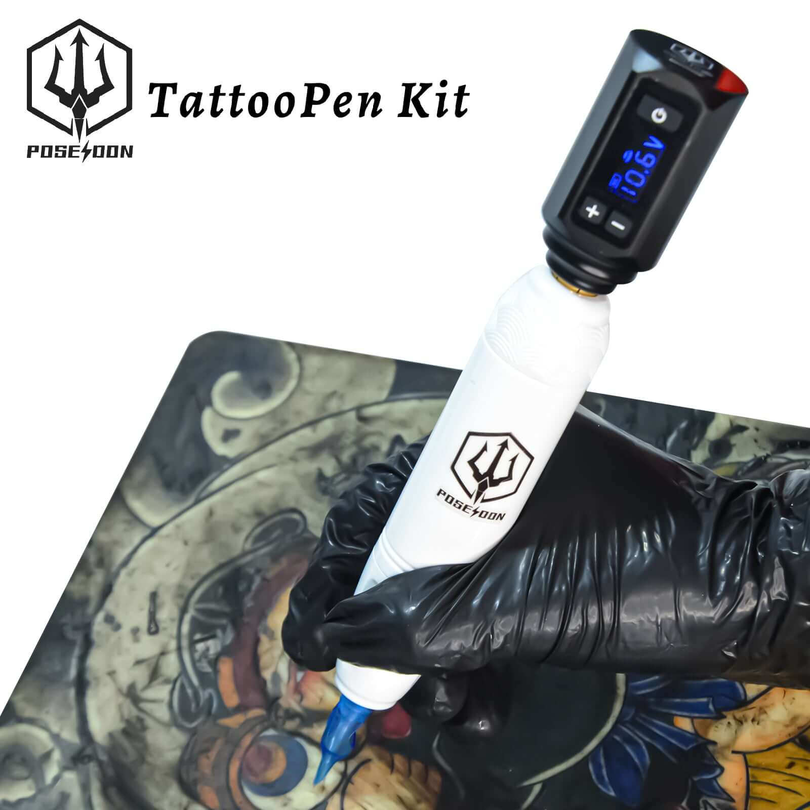 Elephant White Rotating Wireless Tattoo Pen HM119-1 Kit