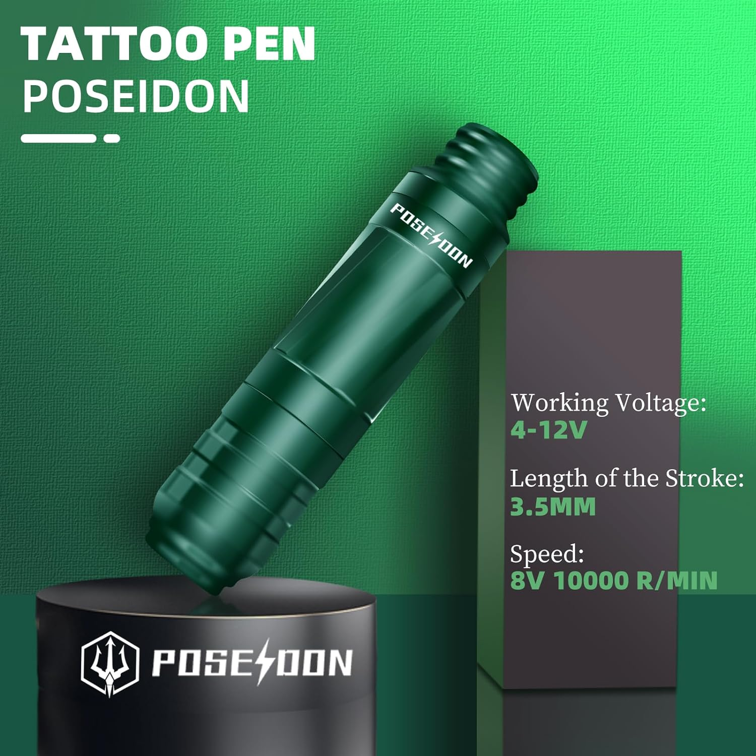 POSEIDON Complete Rotary Green Tattoo Pen Machine Kit