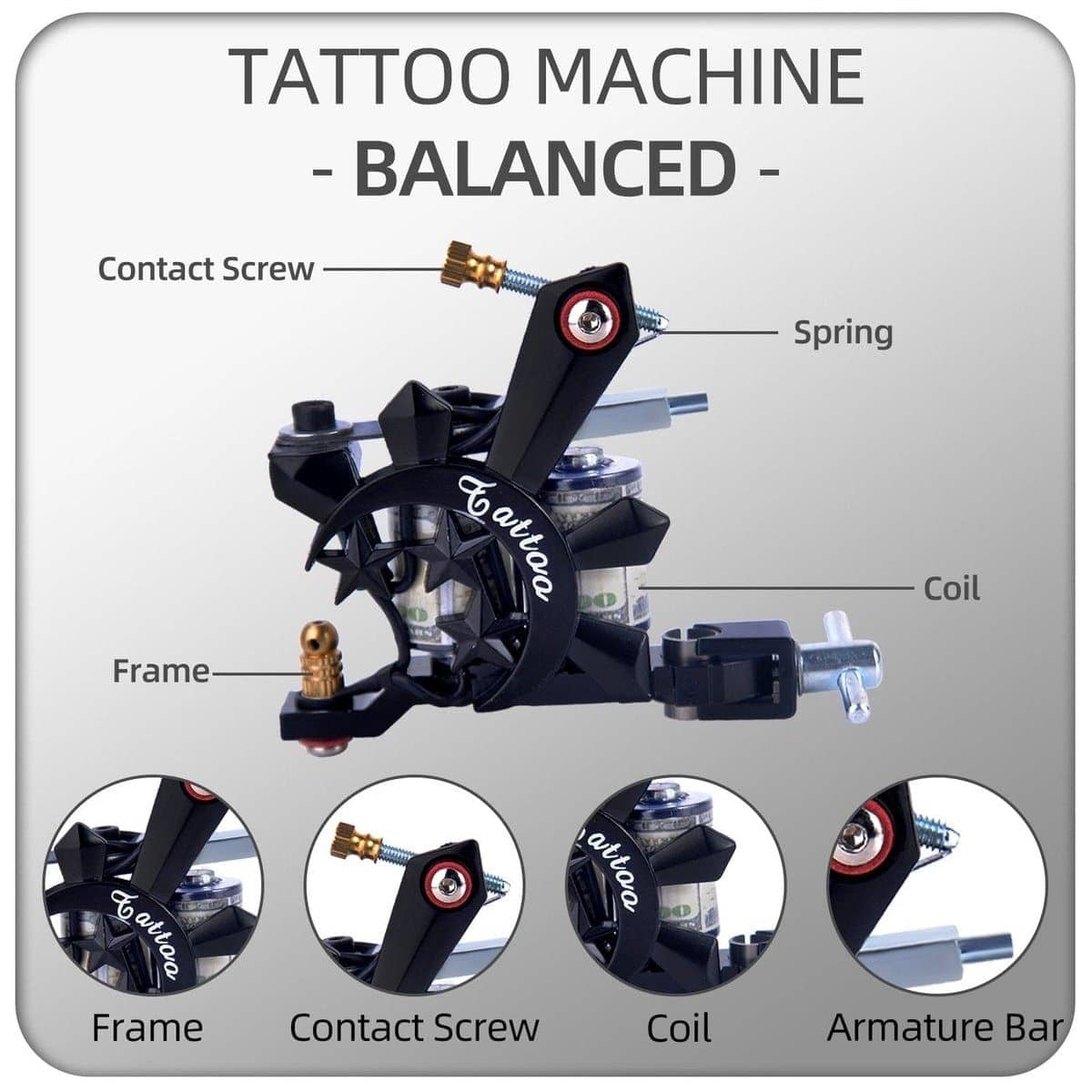 Affordables Black Tattoo Gun Kit XQ-04