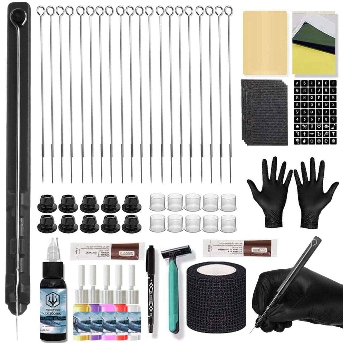 Sterile Hand Poke Tattoo Needle Kit Black SC01