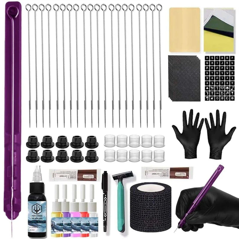 Sterile Hand Poke Tattoo Needle Kit-Manual Tattoo Pen