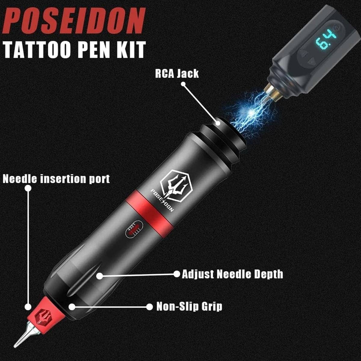 POSEIDON Rocket V6 Tattoo Pen Kit-Black PTK 037