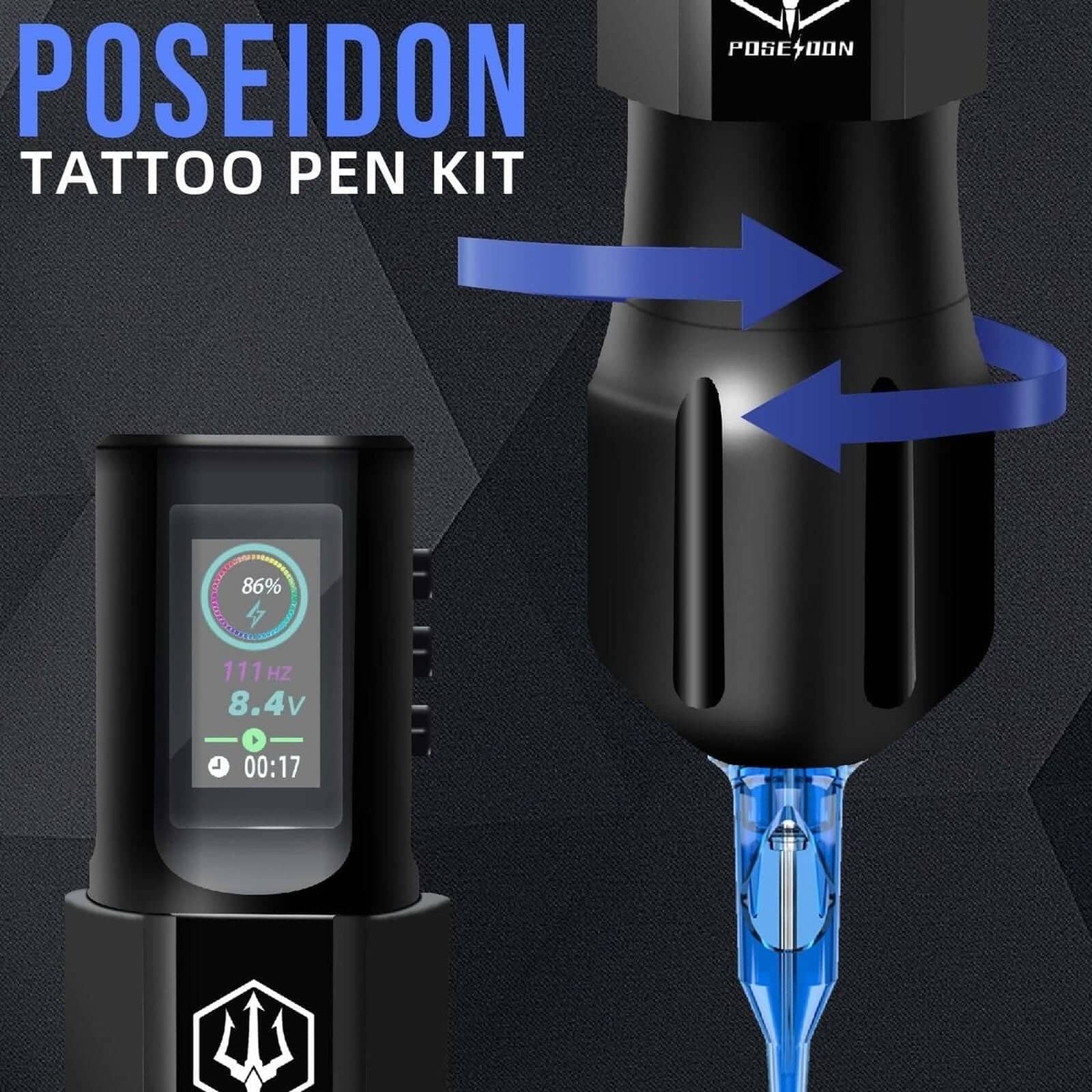 POSEIDON Stabilizer Rod and Cone Wireless Power LED Tattoo Pen HM127