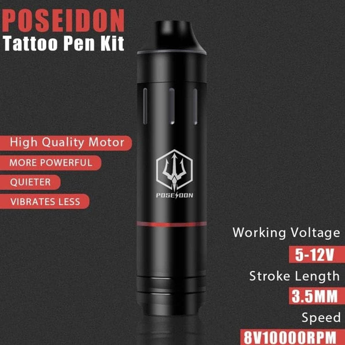 Poseidon Wireless Tattoo Kit + 2 Batteries + 20 Mixed Needles hm073