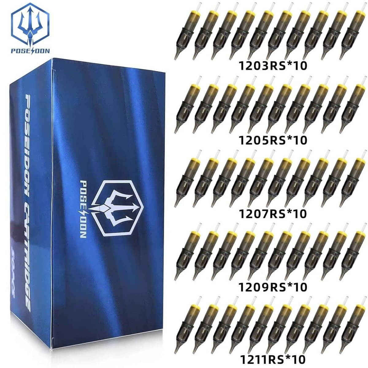 POSEIDONT Tattoo Cartridge Needles V2 50pcs Mixed 12#RS