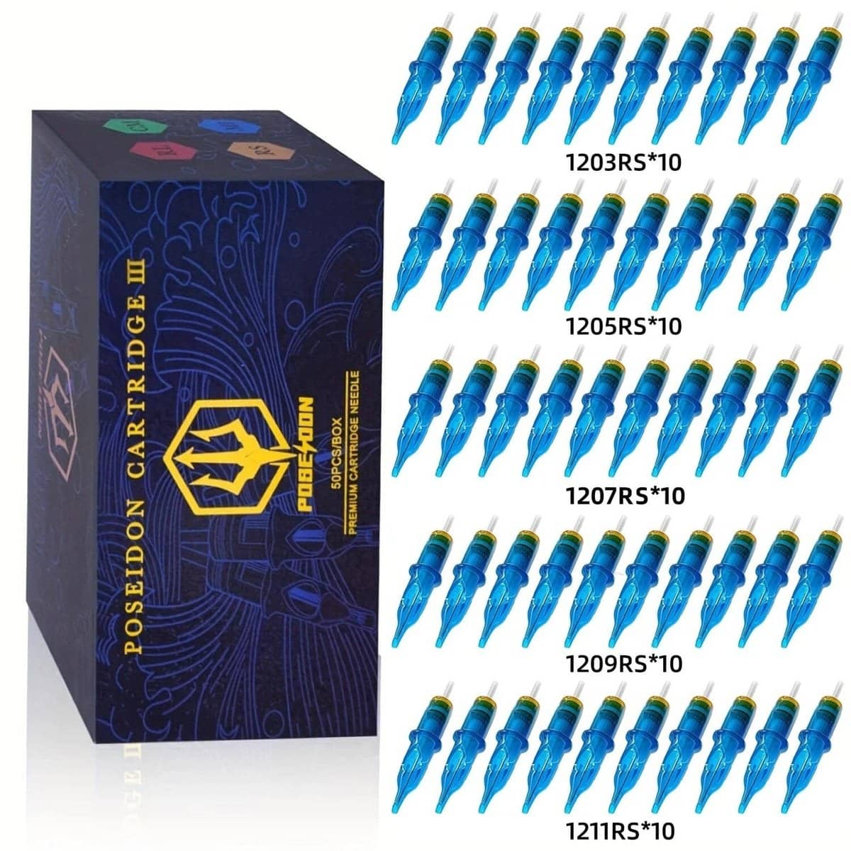 POSEIDONT Tattoo Cartridge Needles V3 50pcs Mixed 12#RS