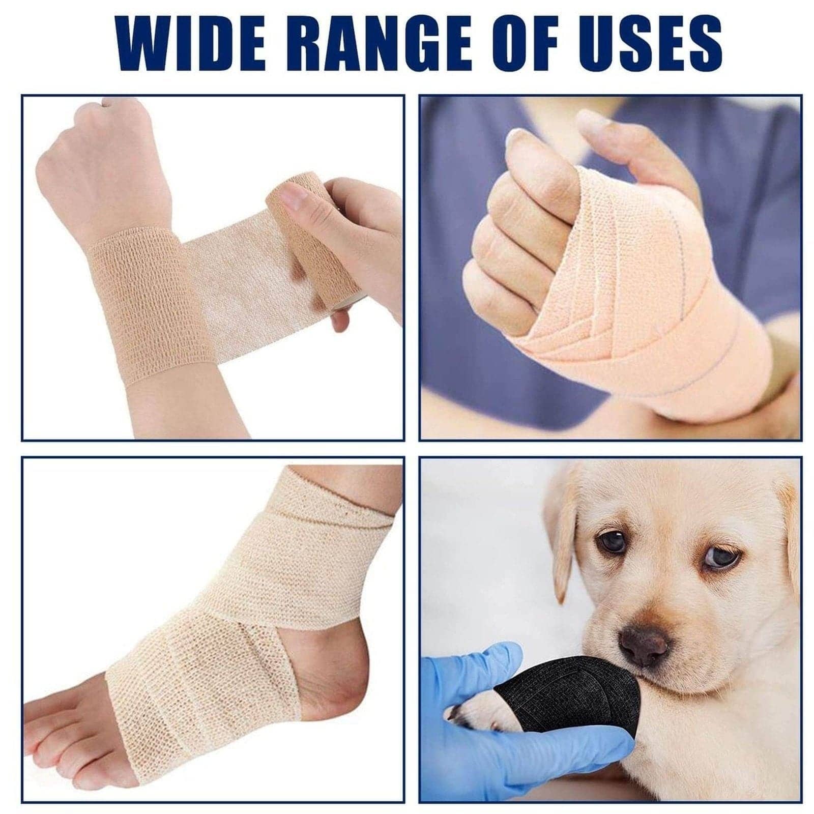 12-Pack Elastic Cohesive Bandage Wrap for Sports & First Aid