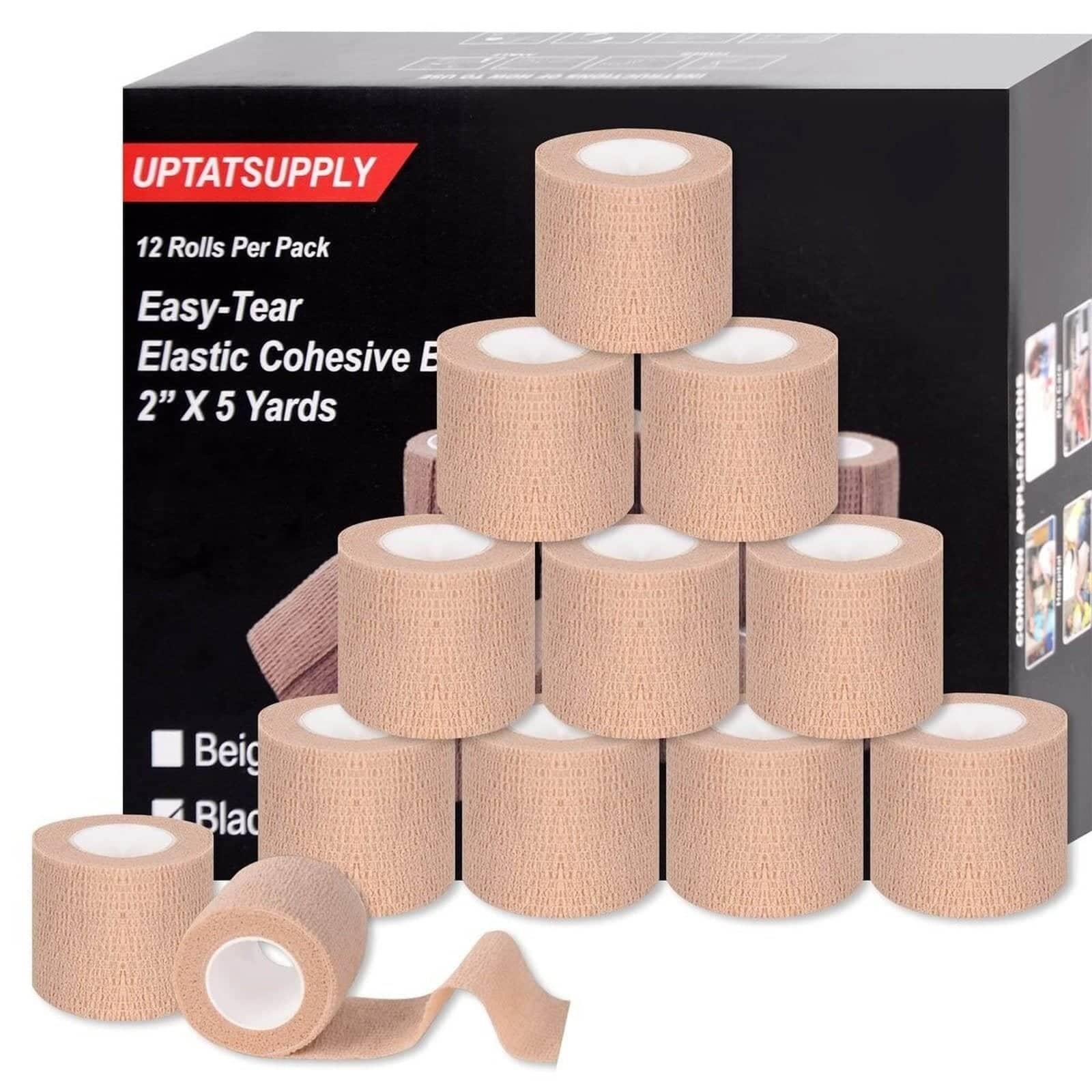 12-Pack Elastic Cohesive Bandage Wrap for Sports & First Aid