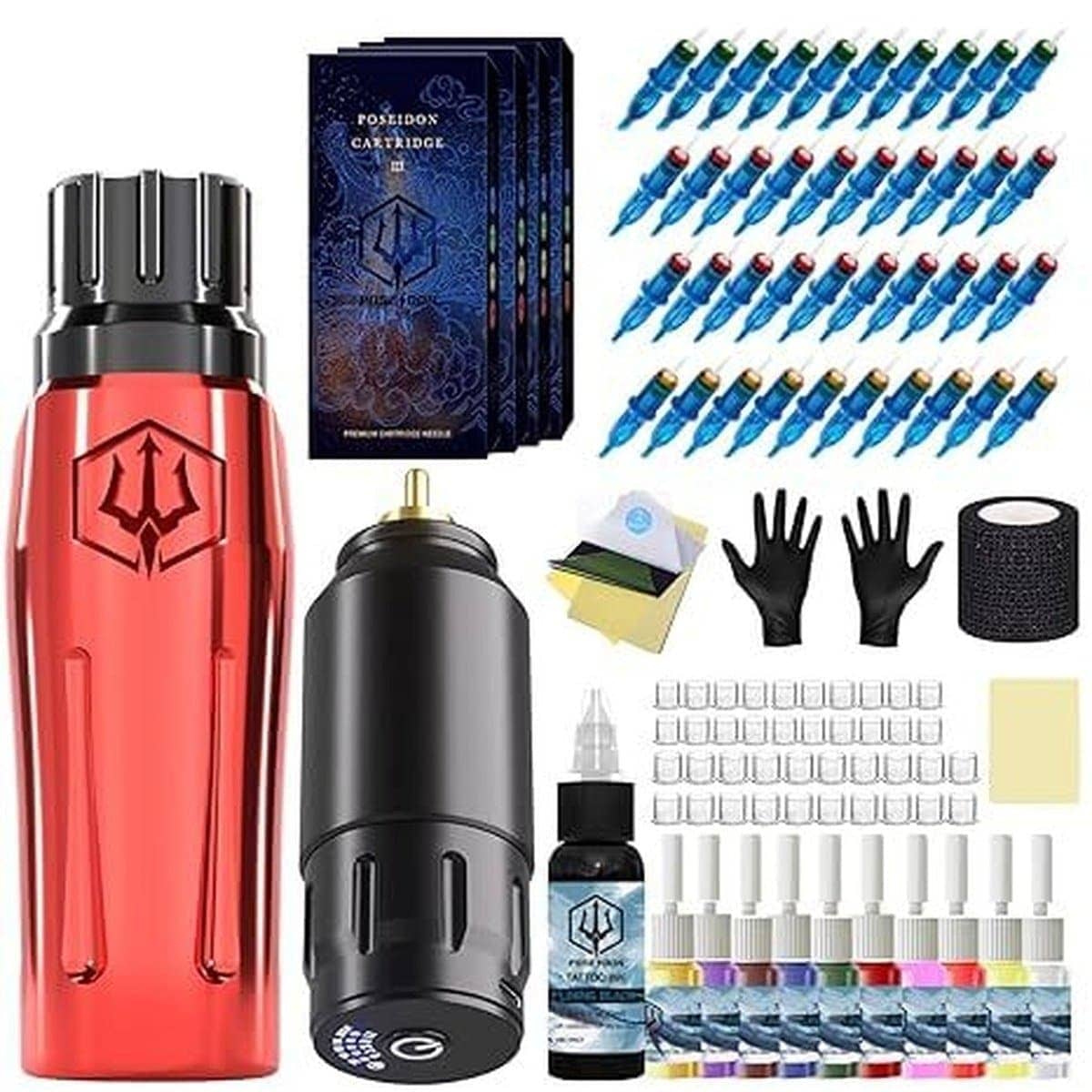 Tattoo Kit-POSEIDON Tattoo Pen Kit, Wireless Tattoo Machin Kit TK021