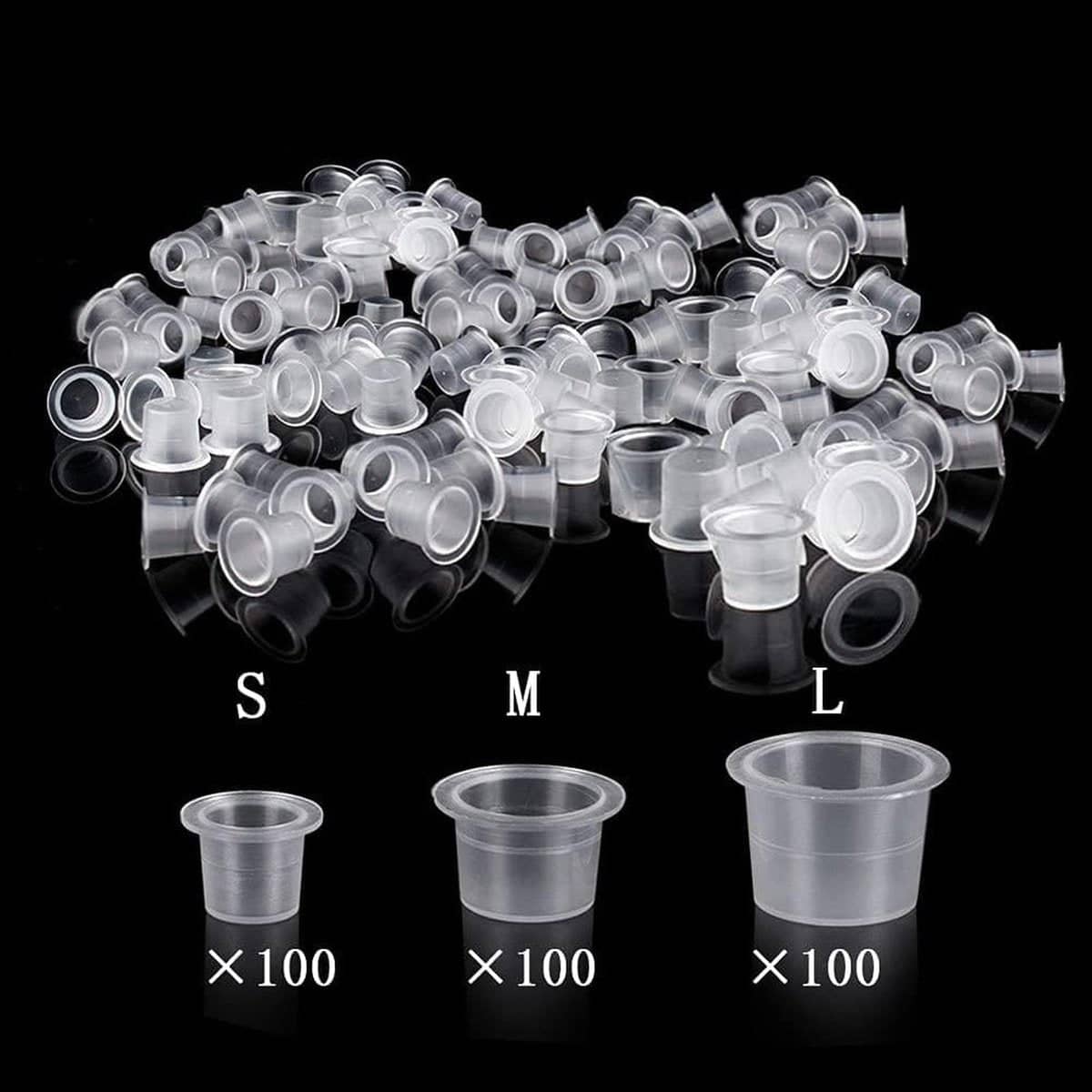 UPTATSUPPLY 300Pc Tattoo Ink Cups - Mixed Sizes